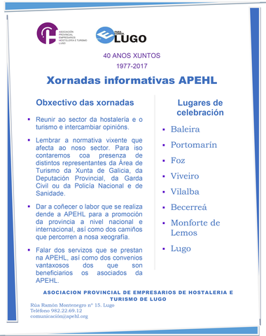 La APEHL convoca en Foz una jornada informativa sobre legislación relativa al sector 